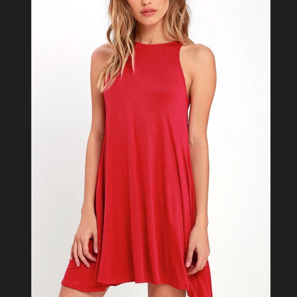 Dark red sleeveless mini dress